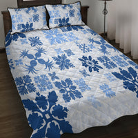 Vintage Hawaii Quilt Bed Set Hawaiian Quilt Kapa Mismatch Blue LT7 - Polynesian Pride