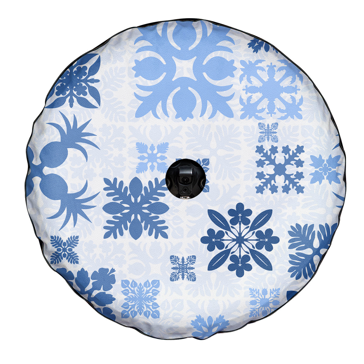 Vintage Hawaii Spare Tire Cover Hawaiian Quilt Kapa Mismatch Blue LT7 - Polynesian Pride