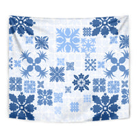 Vintage Hawaii Tapestry Hawaiian Quilt Kapa Mismatch Blue LT7 - Polynesian Pride