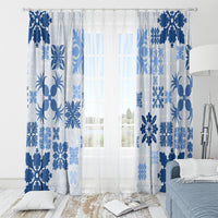 Vintage Hawaii Window Curtain Hawaiian Quilt Kapa Mismatch Blue LT7 - Polynesian Pride