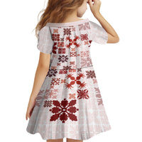 Vintage Hawaii Family Matching Off Shoulder Short Dress and Hawaiian Shirt Hawaiian Quilt Kapa Mismatch Red LT7 - Polynesian Pride