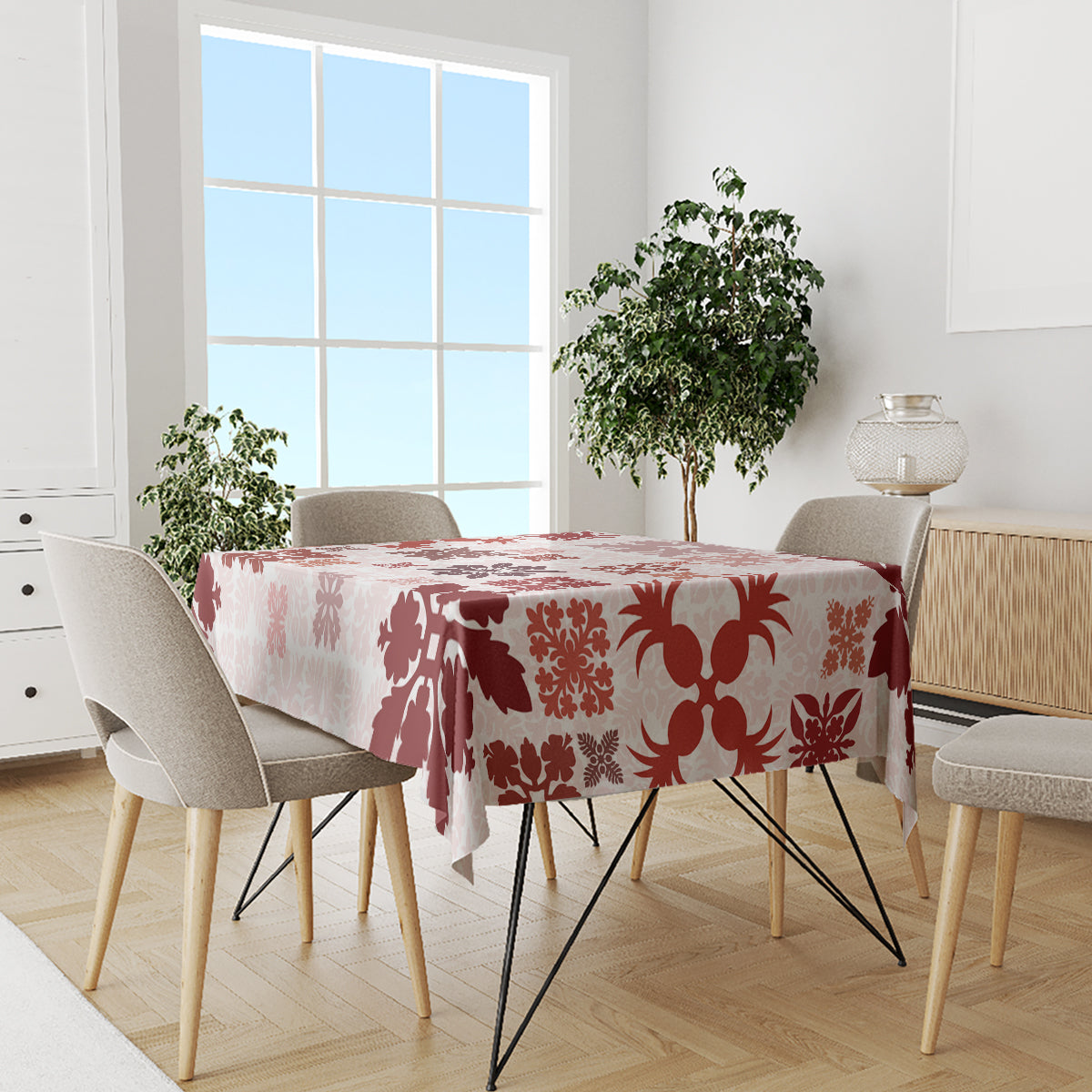 Vintage Hawaii Tablecloth Hawaiian Quilt Kapa Mismatch Red LT7 - Polynesian Pride