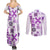 Vintage Hawaii Couples Matching Summer Maxi Dress and Long Sleeve Button Shirts Hawaiian Quilt Kapa Mismatch Purple LT7 - Polynesian Pride