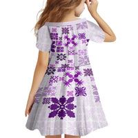 Vintage Hawaii Family Matching Short Sleeve Bodycon Dress and Hawaiian Shirt Hawaiian Quilt Kapa Mismatch Purple LT7 - Polynesian Pride
