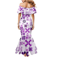 Vintage Hawaii Mermaid Dress Hawaiian Quilt Kapa Mismatch Purple LT7 - Polynesian Pride