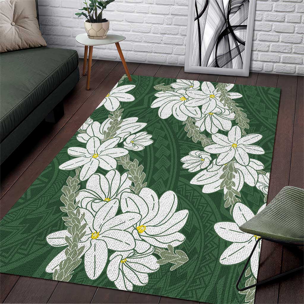 Ia Orana Tahiti Tiare Area Rug Sage Green Lei - Polynesian Pride