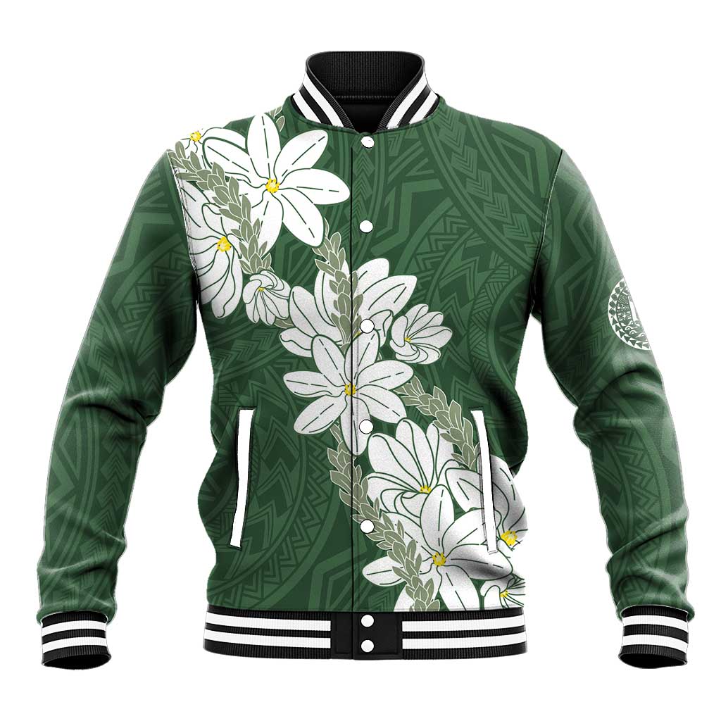 Ia Orana Tahiti Tiare Baseball Jacket Sage Green Lei LT7 Unisex Sage Green - Polynesian Pride