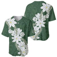 Ia Orana Tahiti Tiare Baseball Jersey Sage Green Lei - Polynesian Pride