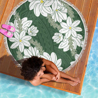 Ia Orana Tahiti Tiare Beach Blanket Sage Green Lei - Polynesian Pride