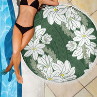 Ia Orana Tahiti Tiare Beach Blanket Sage Green Lei - Polynesian Pride
