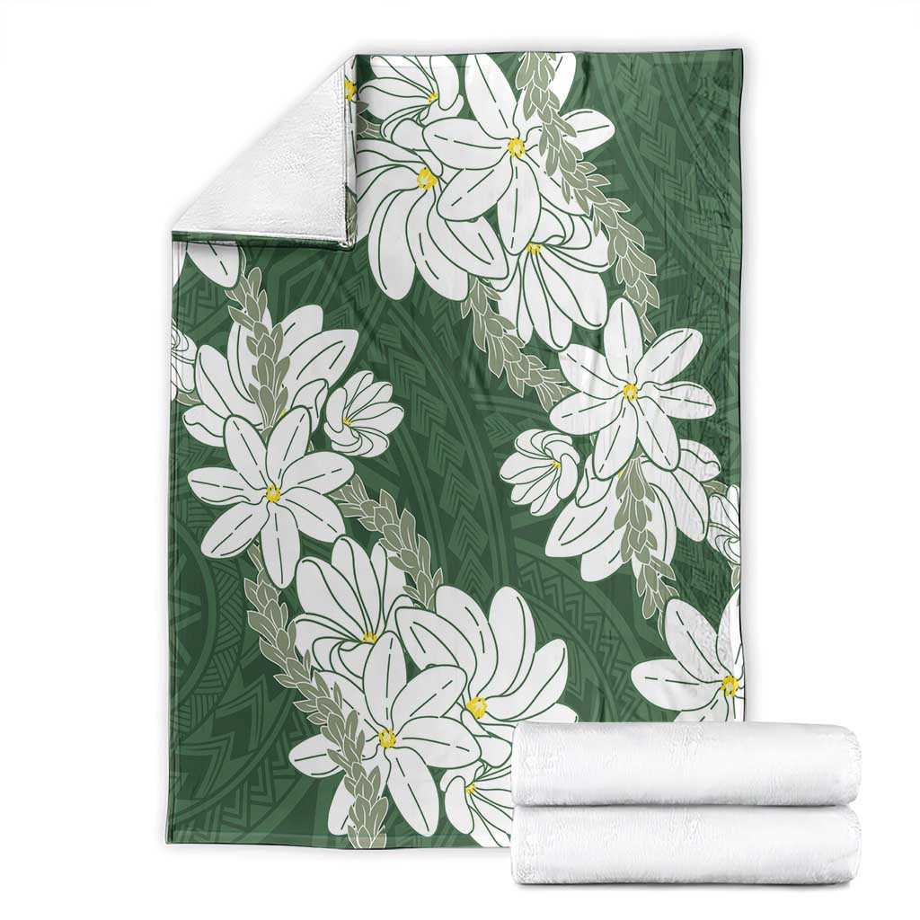 Ia Orana Tahiti Tiare Blanket Sage Green Lei - Polynesian Pride