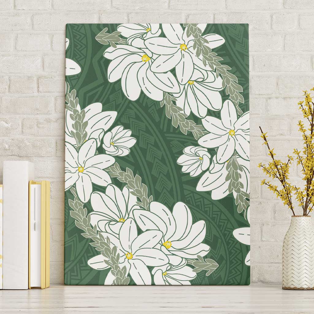 Ia Orana Tahiti Tiare Canvas Wall Art Sage Green Lei LT7 Without Frame Sage Green - Polynesian Pride