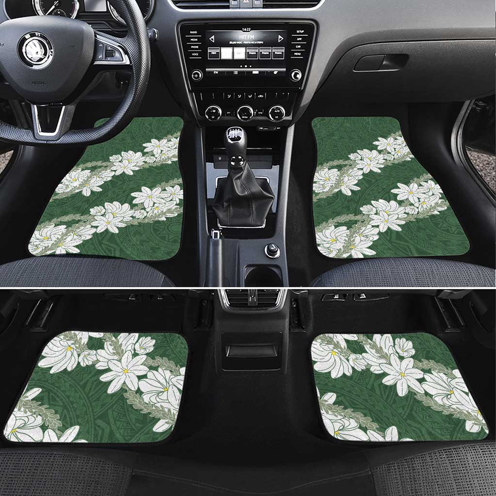 Ia Orana Tahiti Tiare Car Mats Sage Green Lei LT7 Set 4pcs Sage Green - Polynesian Pride