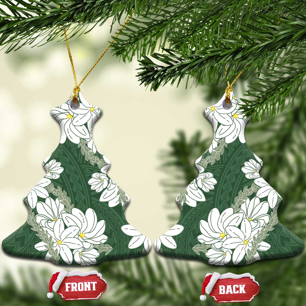 Ia Orana Tahiti Tiare Ceramic Ornament Sage Green Lei - Polynesian Pride