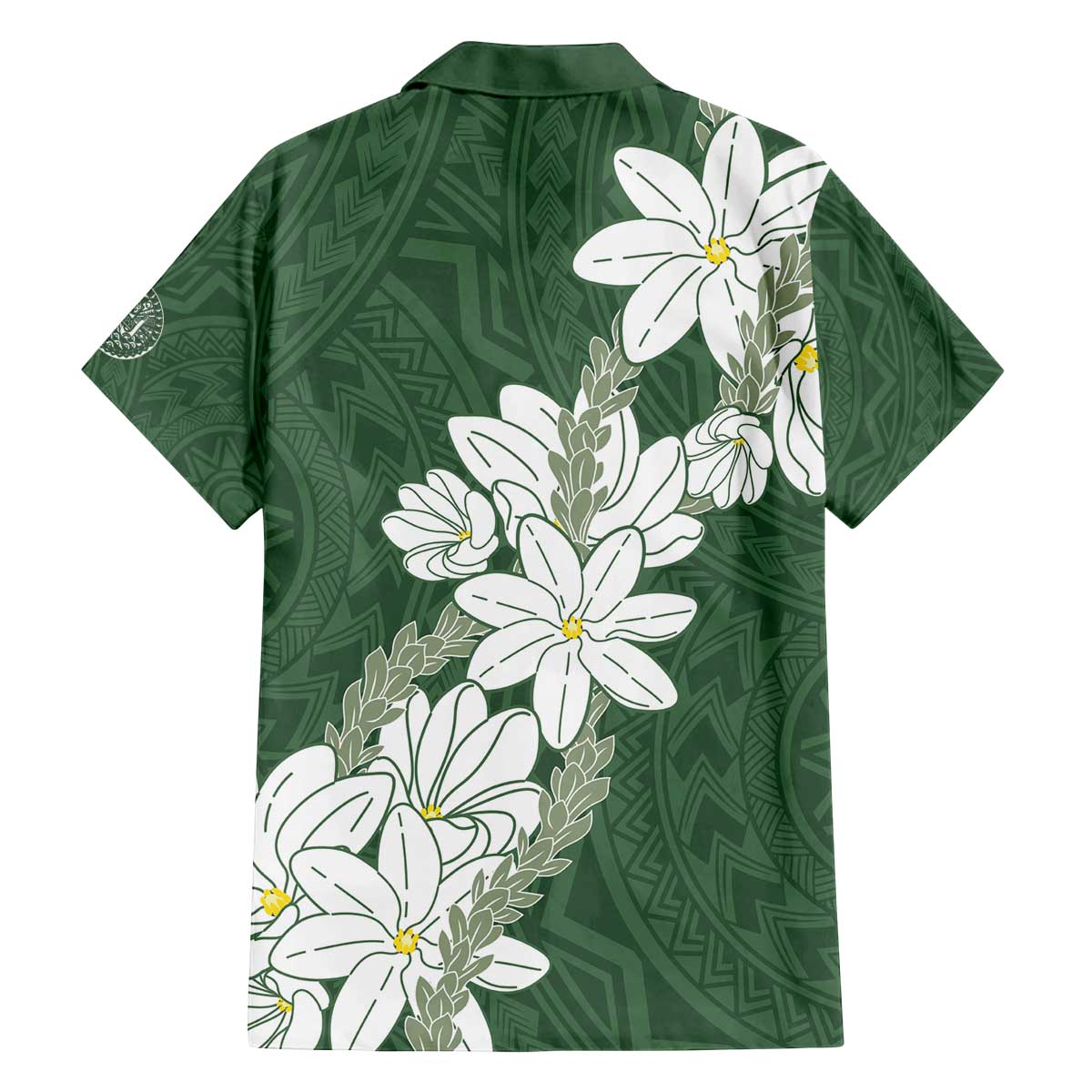 Ia Orana Tahiti Tiare Family Matching Off The Shoulder Long Sleeve Dress and Hawaiian Shirt Sage Green Lei - Polynesian Pride
