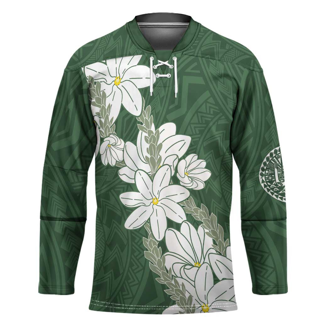 Ia Orana Tahiti Tiare Hockey Jersey Sage Green Lei LT7 Unisex Sage Green - Polynesian Pride