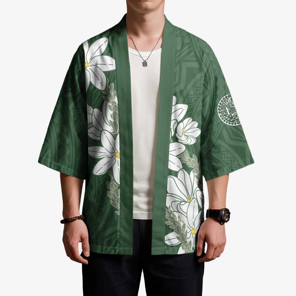 Ia Orana Tahiti Tiare Kimono Sage Green Lei - Polynesian Pride