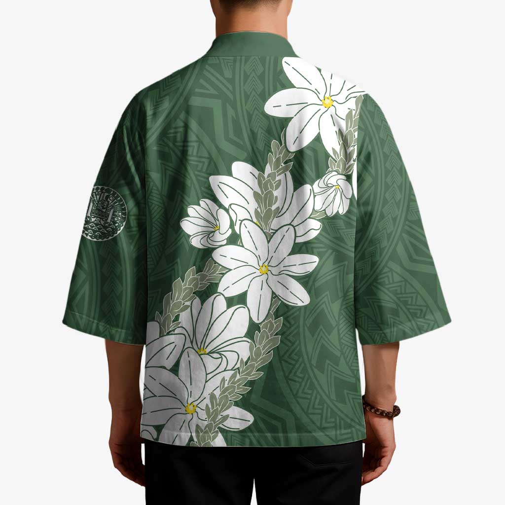 Ia Orana Tahiti Tiare Kimono Sage Green Lei - Polynesian Pride