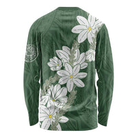 Ia Orana Tahiti Tiare Long Sleeve Shirt Sage Green Lei - Polynesian Pride