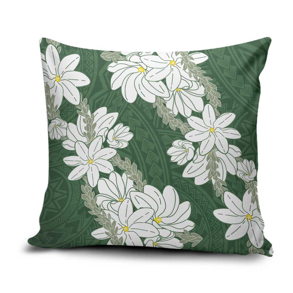 Ia Orana Tahiti Tiare Pillow Cover Sage Green Lei - Polynesian Pride