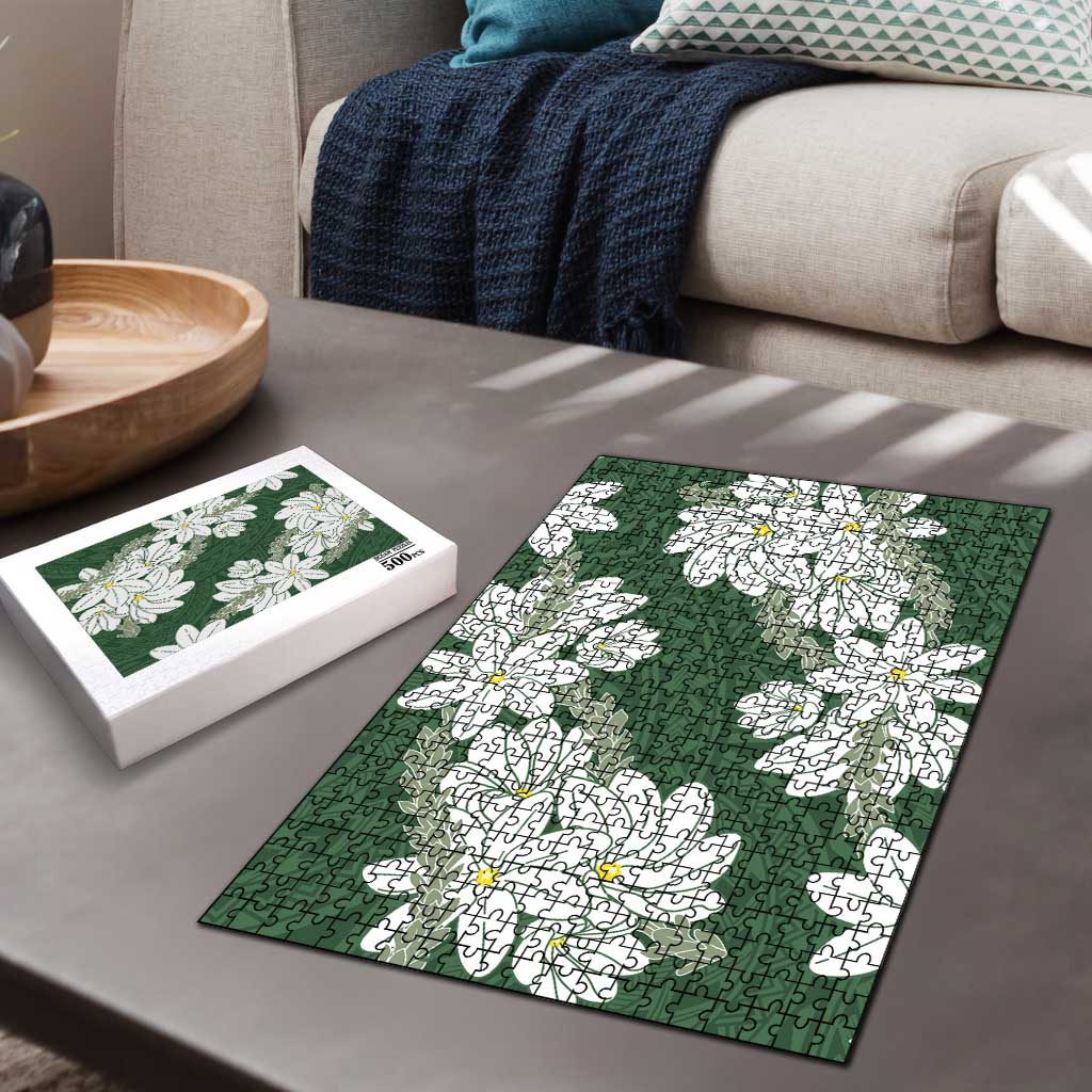 Ia Orana Tahiti Tiare Puzzle Sage Green Lei - Polynesian Pride