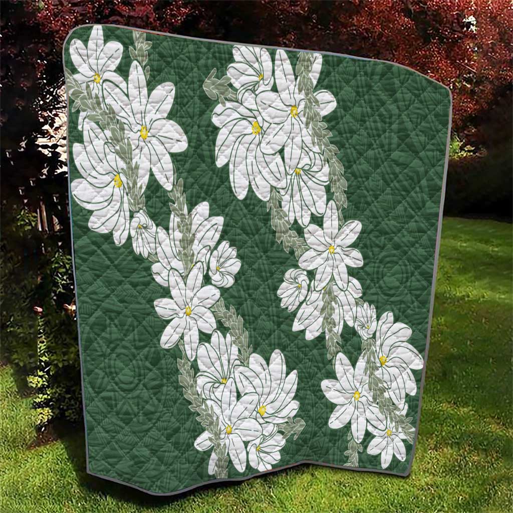 Ia Orana Tahiti Tiare Quilt Sage Green Lei - Polynesian Pride