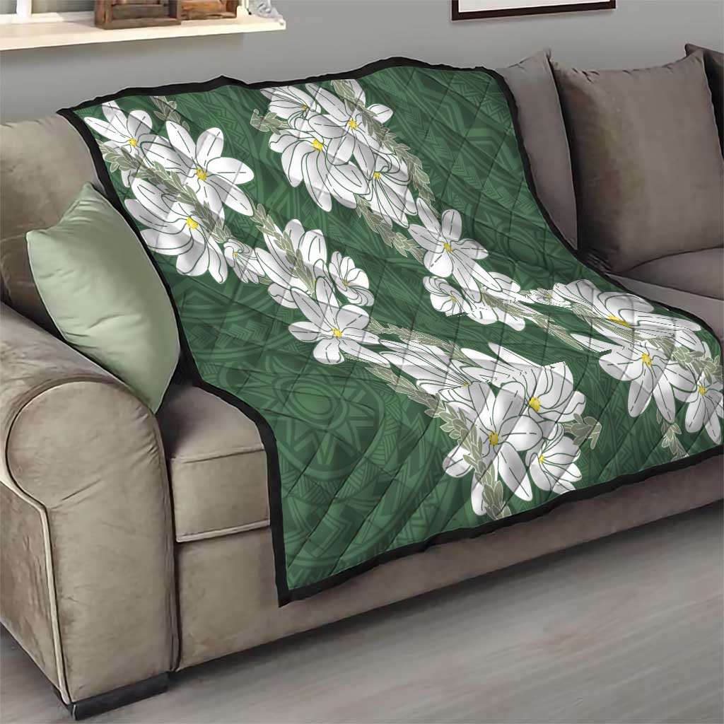 Ia Orana Tahiti Tiare Quilt Sage Green Lei - Polynesian Pride