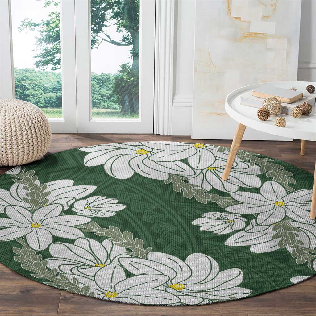 Ia Orana Tahiti Tiare Round Carpet Sage Green Lei - Polynesian Pride
