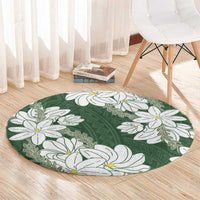 Ia Orana Tahiti Tiare Round Carpet Sage Green Lei - Polynesian Pride