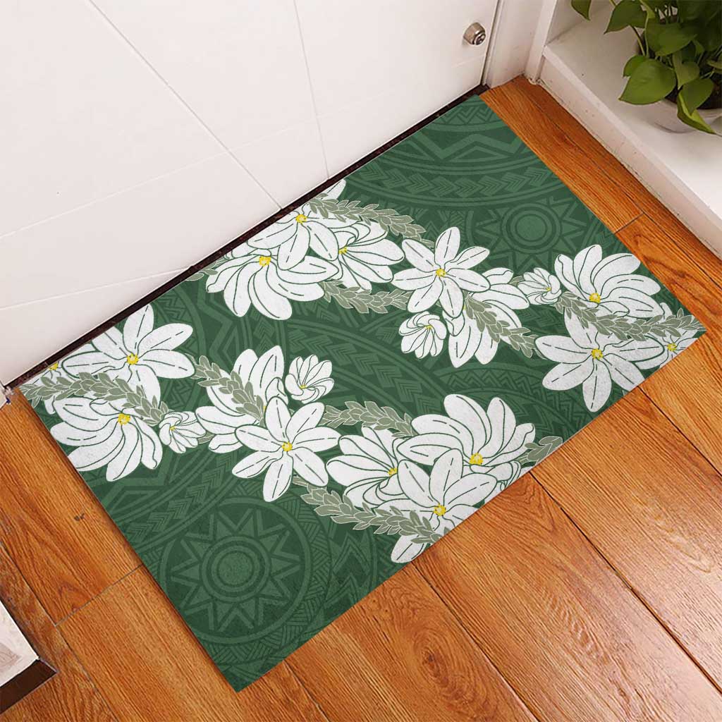 Ia Orana Tahiti Tiare Rubber Doormat Sage Green Lei - Polynesian Pride