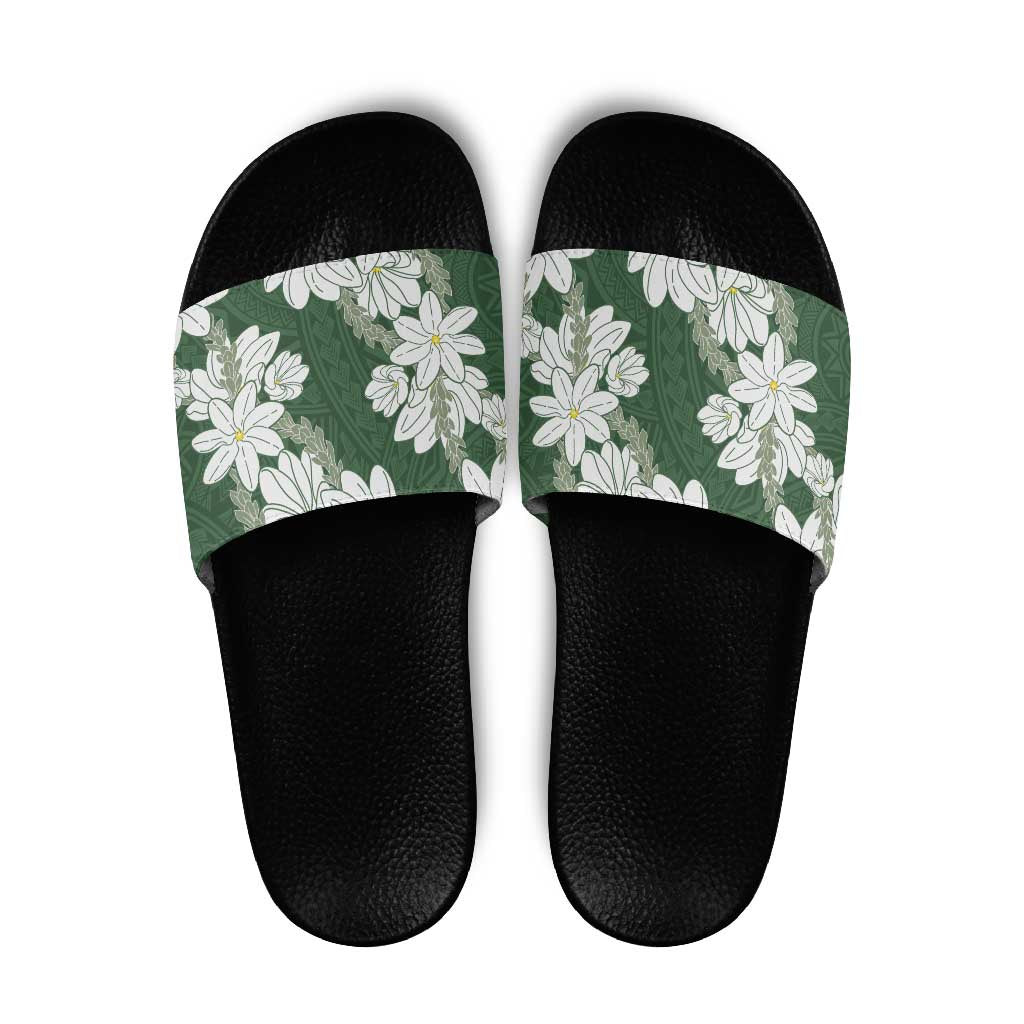 Ia Orana Tahiti Tiare Slide Sandals Sage Green Lei LT7 Sage Green - Polynesian Pride