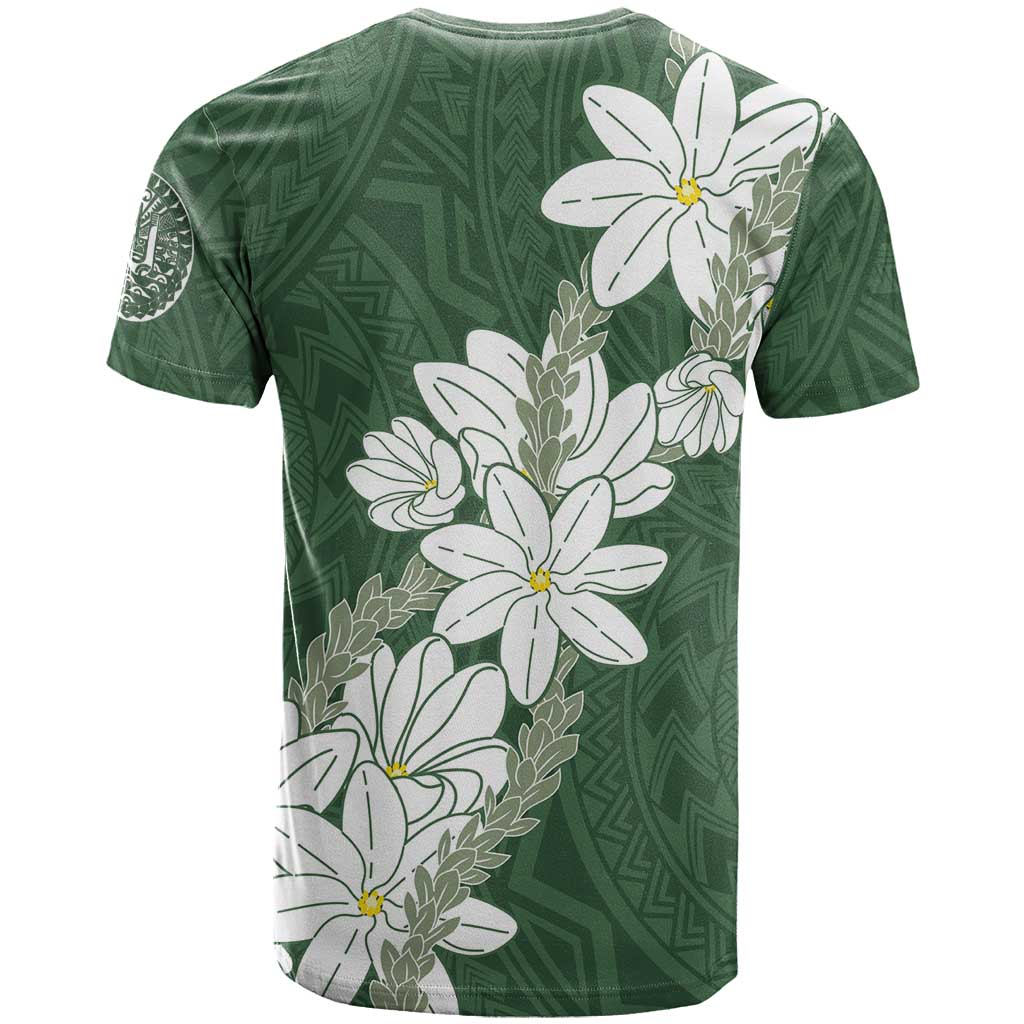 Ia Orana Tahiti Tiare T Shirt Sage Green Lei - Polynesian Pride