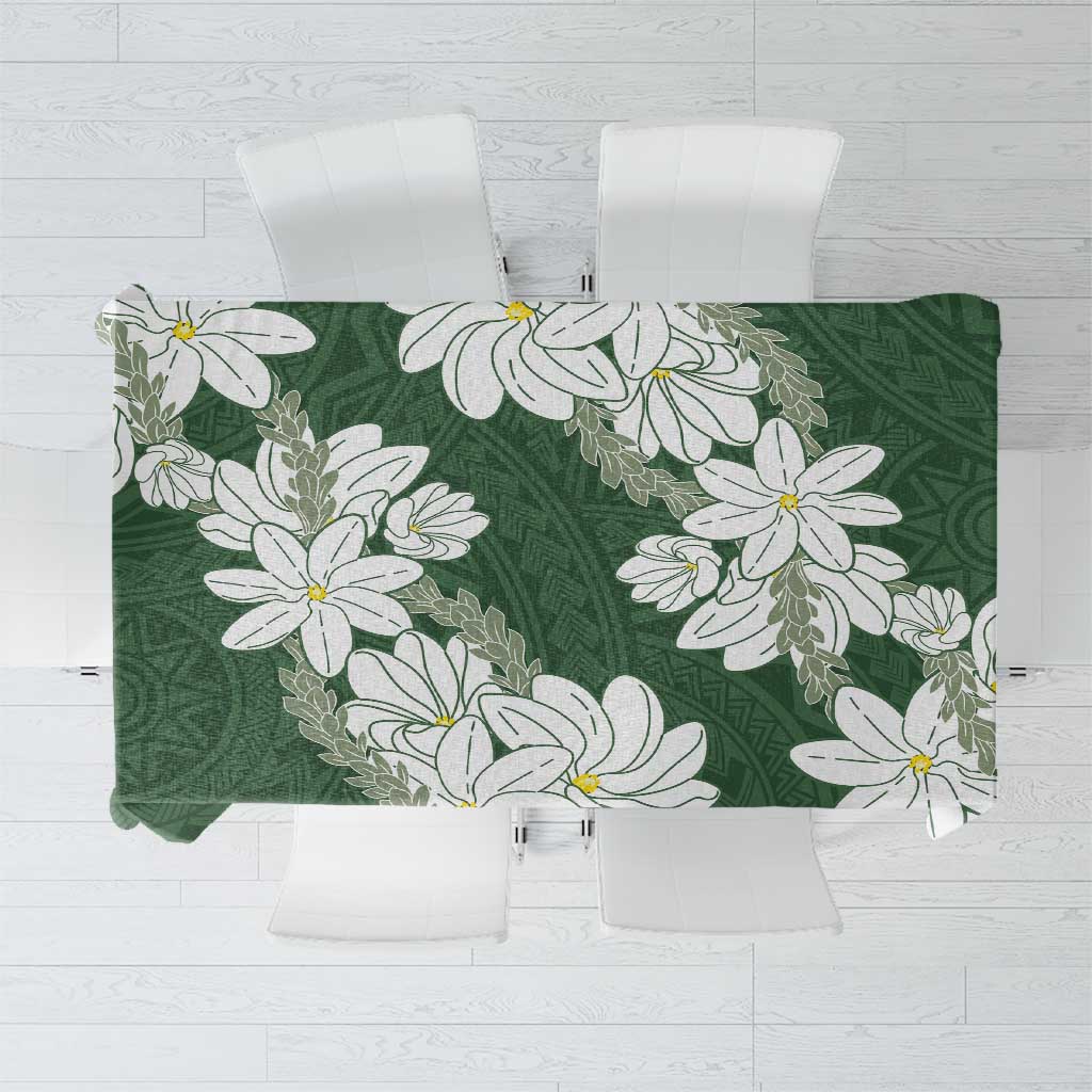 Ia Orana Tahiti Tiare Tablecloth Sage Green Lei - Polynesian Pride