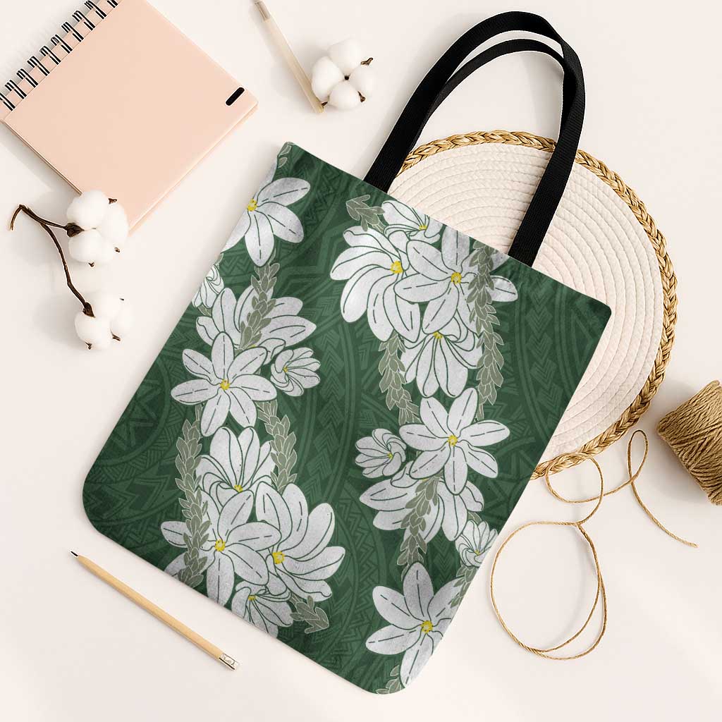 Ia Orana Tahiti Tiare Tote Bag Sage Green Lei LT7 Black Strap One Size Sage Green - Polynesian Pride