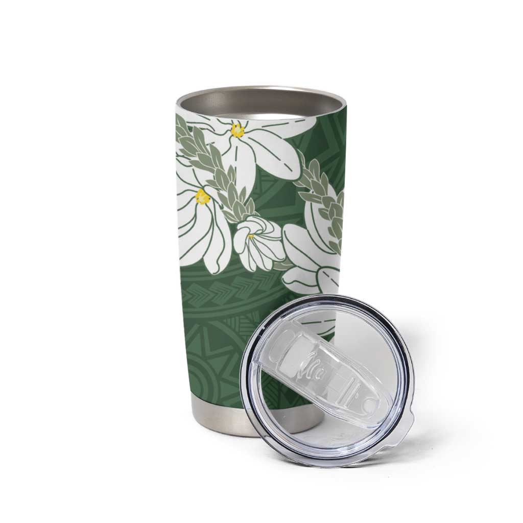 Ia Orana Tahiti Tiare Tumbler Cup Sage Green Lei - Polynesian Pride