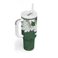 Ia Orana Tahiti Tiare Tumbler With Handle Sage Green Lei - Polynesian Pride