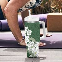 Ia Orana Tahiti Tiare Tumbler With Handle Sage Green Lei - Polynesian Pride