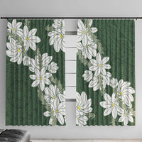 Ia Orana Tahiti Tiare Window Curtain Sage Green Lei - Polynesian Pride