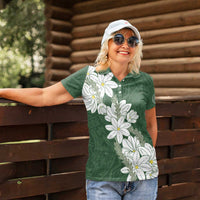 Ia Orana Tahiti Tiare Women Polo Shirt Sage Green Lei - Polynesian Pride