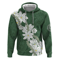 Ia Orana Tahiti Tiare Zip Hoodie Sage Green Lei - Polynesian Pride