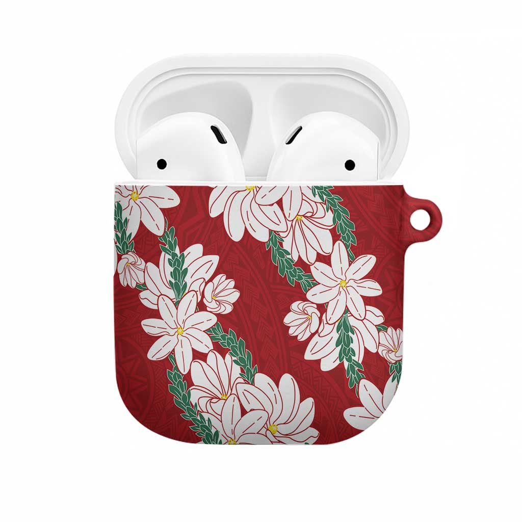 Ia Orana Tahiti Tiare AirPods Case Crimson Lei LT7 Red - Polynesian Pride