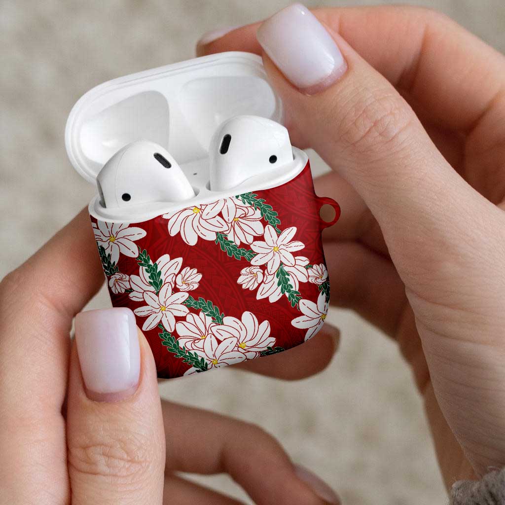 Ia Orana Tahiti Tiare AirPods Case Crimson Lei - Polynesian Pride