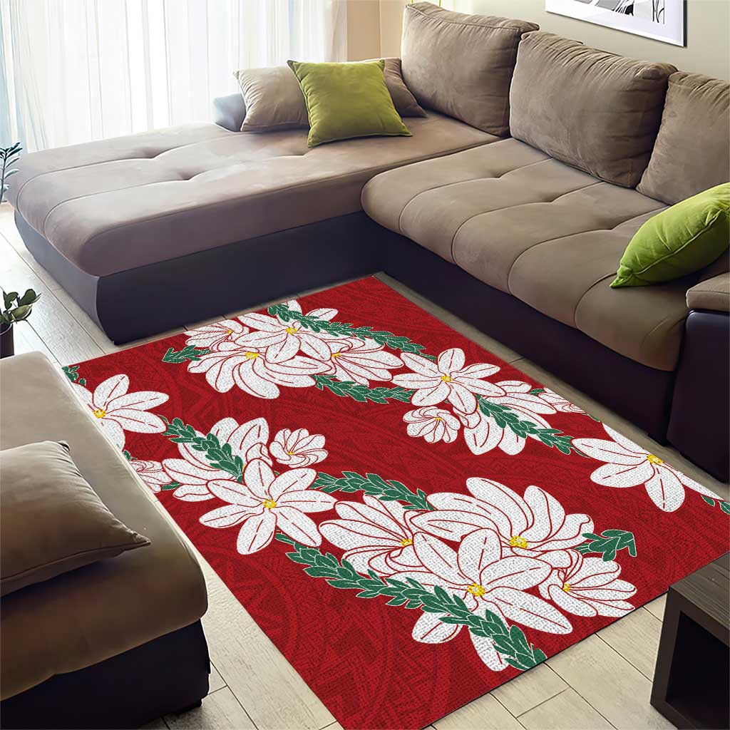 Ia Orana Tahiti Tiare Area Rug Crimson Lei - Polynesian Pride