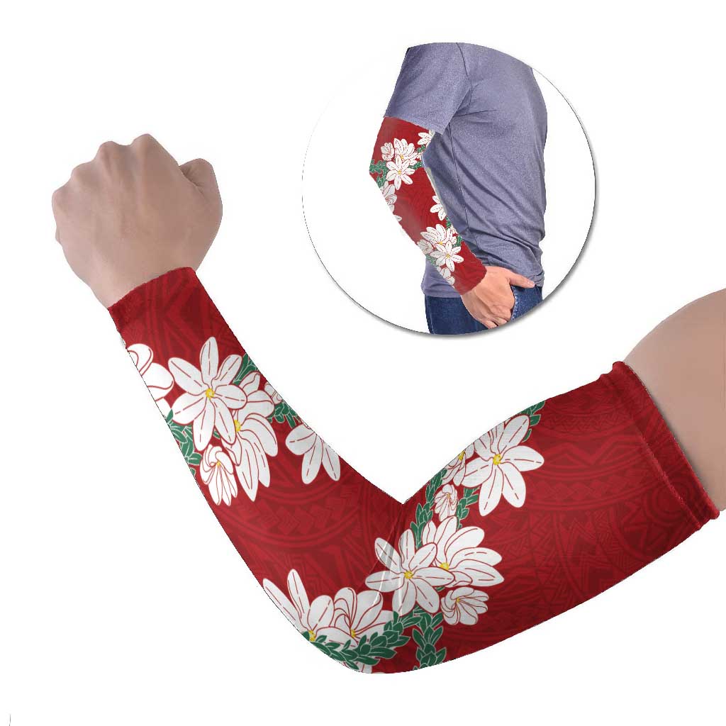 Ia Orana Tahiti Tiare Arm Sleeves Crimson Lei LT7 Set of 2 Red - Polynesian Pride