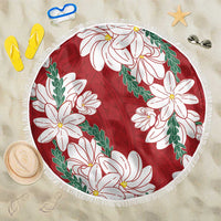 Ia Orana Tahiti Tiare Beach Blanket Crimson Lei LT7 One Size 150cm Red - Polynesian Pride