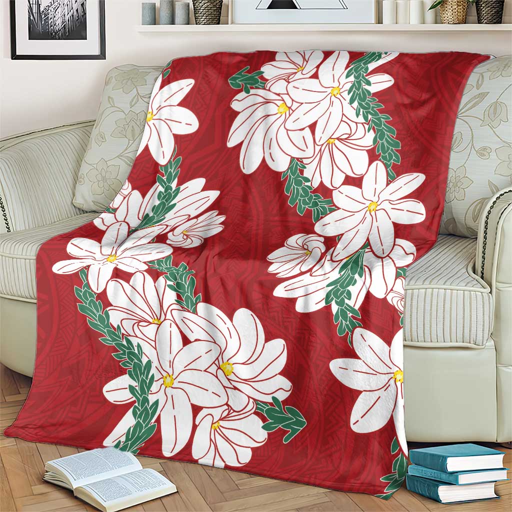 Ia Orana Tahiti Tiare Blanket Crimson Lei - Polynesian Pride