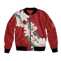 Ia Orana Tahiti Tiare Bomber Jacket Crimson Lei - Polynesian Pride