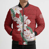 Ia Orana Tahiti Tiare Bomber Puffer Jacket Crimson Lei - Polynesian Pride