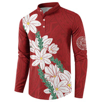 Ia Orana Tahiti Tiare Button Sweatshirt Crimson Lei - Polynesian Pride