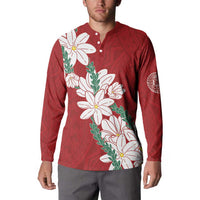 Ia Orana Tahiti Tiare Button Sweatshirt Crimson Lei - Polynesian Pride